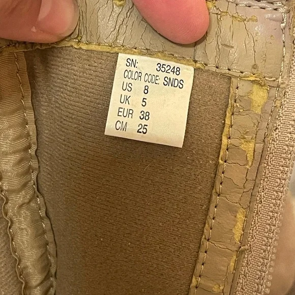 Vintage 90s Skechers 8 Suede Fur Trim Tan Grey Chunky Heel Bratz Platform Boots - Picture 8 of 10